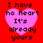 Red background with four pink heart shapes containing black pixelated text reading "I have no heart It's already yours".