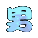 nine identical blue Chinese characters on a gray background, each with subtle pixel variations