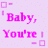 Pixelated pink text on light purple background with small square brackets and a heart symbol.