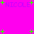 Static image with bright pink background, multiple green plus signs scattered across the canvas, and four instances of purple text reading NICOLE.