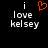 A pixelated image with black background showing 'i love kelsey' text and a red heart symbol above the 'i' in the left frame, with the heart absent in the right frame.