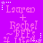 A static image with a bright purple background displays repeated text in light pink, featuring names and symbols arranged in a pattern
