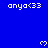 Blue background with white text 'anya<33' and pixelated hearts in a pattern, partially cropped at bottom right