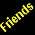 Yellow pixelated text 'Friends' and 'Best Friends' on black background with two sunflowers in top-right corner.
