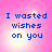 Four identical display blue pixelated text on a pink gradient background with light effects
