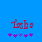 Red pixelated text 'Tara' on blue background with purple asterisks below, two identical frames showing static content.
