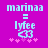 Pixelated cyan text 'marinaa = lyfee' with a heart symbol and pink stars on a magenta background, showing animation changes in star positions.