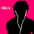 Silhouette of person with white earphones on bright pink background, partial text "Mute..."; three identical figures in black shirts against white backdrop.