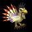 Pixelated 48x48 buddy icon featuring a stylized bird-like creature with flame-colored wings and text reading "Anime IM" on the right side, displayed as part of an animated contact sheet.