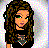 Pixelated cartoon character with long brown hair wearing black crop top, dark pants, white socks, and black sneakers standing on a skateboard with "PUNK" text below.