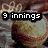 Four display baseballs with text overlays: 9 innings, 9 players, 2 teams, and 1 game softball