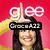 Four Glee-themed buddy icons display different characters with 'glee' text and black bars over their eyes, each on distinct colored backgrounds.
