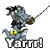 A 6-frame animated contact sheet showing a pixelated cartoon character in various poses with a sword and the text "Yarrr!" displayed below each frame.