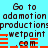 Static pixel art displays repeated text and red bars on cyan background with no visible motion changes.