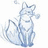Pixelated fox with flowing tail holding a rose, set against white and cyan backgrounds with text overlays.