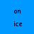 Blue background with four pixelated text elements arranged in a , each containing 'on' or 'ice', some overlaid by green rectangular bars