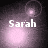 Animated pink and purple gradient background with white text 'Sarah' in four quadrants, showing subtle light shifts across frames.