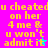 Yellow pixelated text on bright pink background reads "u cheatedu on her 4 me & u won't admit it" with cyan and blue star-like sparkles appearing in different positions across frames.