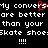Pixelated text on black background with red heart symbol replacing 's' in 'convers', repeated phrases, and exclamation marks.