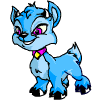 Blue cartoon creature with pink collar and yellow gem, standing in of identical poses showing facial expression changes