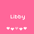 Pink background with white text 'Libby' above two of pixelated heart symbols, where one heart in each is light pink