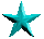 turquoise star-shaped icons in various sizes and orientations on a gray background