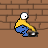 Animated contact sheet showing a pixelated character in yellow shirt and blue pants performing actions against a brick wall background with repeated text "Buddy taking drugs" at bottom right.