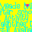 Pixelated cyan text repeats across a bright yellow background with scattered pink and purple dots, some forming heart shapes.