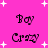 Pixelated text 'Boy' and 'Crazy' on pink background with white stars, arranged in a with repeated elements