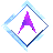 A diamond-shaped icon with a purple 'A' symbol inside, framed by blue and white borders in various configurations.