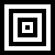 A static black-and-white composition of nested squares with alternating black and white borders forming a recursive pattern.