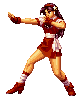 A pixel-art character in a red and white outfit performs martial arts poses across with consistent background