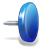 Pixelated blue oval pin with metallic silver stem on gray background, gradient from light to dark blue with white highlight.