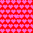 A static pixel art image with a red background filled by repeating pink heart shapes, featuring the text "Max" in light purple at three positions.