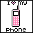 A 48x48 pixel buddy icon split into two sections: left side shows a pink mobile phone with text "I ❤️ my phone" on white background, right side displays green text "Original Icons .com" on dark green background.