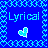 Static pixel art icon with blue background, light blue decorative border, and centered text "Lyrical" above a heart symbol.
