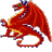 Red dragon with blue accents on gray background, green text 'Original Icons .com' on dark green
