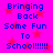 A static image with bright pink background and red stars, displaying blue text that reads "Bringing Back Some Fun To School!!!!!" in a pixelated font.