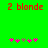 Green background with red text '2 blonde' at top, pink and brown pixelated flower shapes below; two identical frames show slight variation in flower positions.