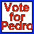 six displays 'Vote for Pedro' text with changing letter colors and backgrounds, showing animation progression from gray to white backgrounds