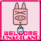 Pixelated pink pig character with closed eyes and a small smile, holding a blue teardrop-shaped object beneath it against light pink background.