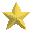 Five yellow pixelated stars on gray background, each star rotated differently with varying angles and orientations.