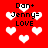 Red background with white pixelated hearts and repeated black text reading "Dan+ Jenny= LOVE" in four quadrants.