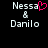 Pixelated text 'Nessa & Danilo' appears on black background with pink heart symbol replacing the letter 'a' in 'Nessa'.