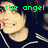 Pixelated image of a person in dark clothing with light stripes, overlaid with green text reading 'the angel from my nightmare' across multiple repeated sections.