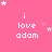 Pink background with white text 'i love adam' repeated in a , surrounded by small pink and white stars