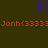 Blue pixelated heart symbol above repeated orange text reading 'Jonn<3333' on dark green background.