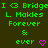 Green text on dark green background reads 'I <3 Bridge L. Makles Forever & ever' with pink heart symbols changing across frames.