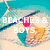 Six beach-themed with text overlays: 'BEACHES & BOYS', 'FUN IN THE SUN,', 'LOVE & ROMANCE,', 'RIDES & THRILLS', 'WHAT MORE COULD YOU WANT?', and 'SUMMER' over various summer scenes