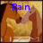 Animated sequence showing a character in yellow dress with brown hair, transitioning between text overlays 'Rain', 'and', and 'Spirit' over the same pose.